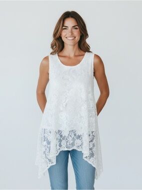 Belle Bird ladies, cotton blend lace top sleeveless size medium excellent cond